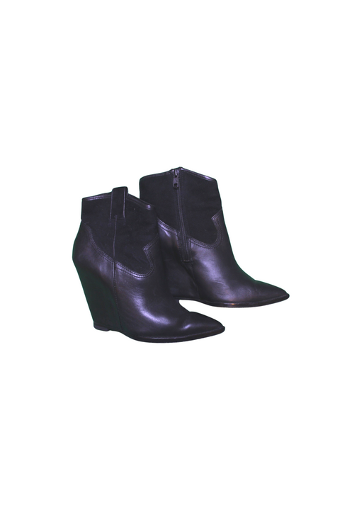 Ankle Wedge Leather Boots