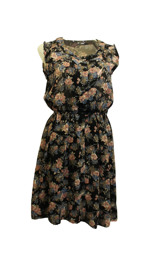 Black Flower Vintage Dress