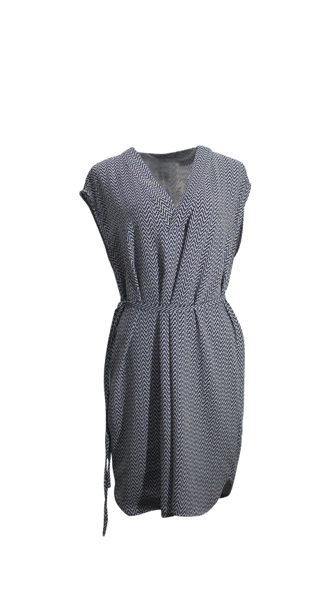 Blue-White Leaf Pattern Dress