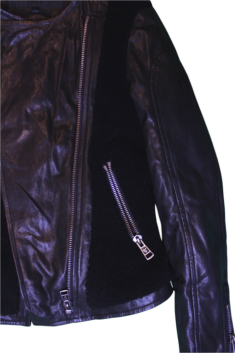 Sheepskin Leather Zipper Jacket