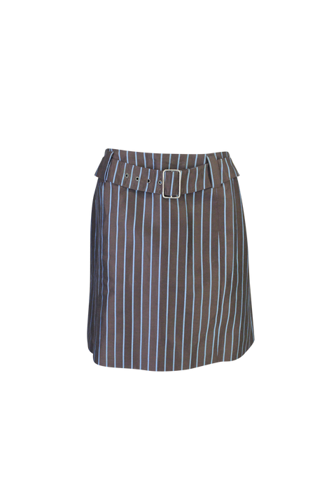 Pinstripe Skirt with Belt