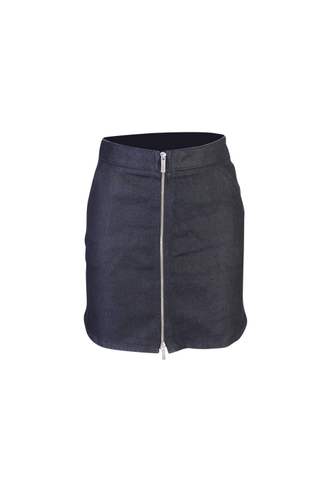 Rigid Denim Zipper Mini Skirt